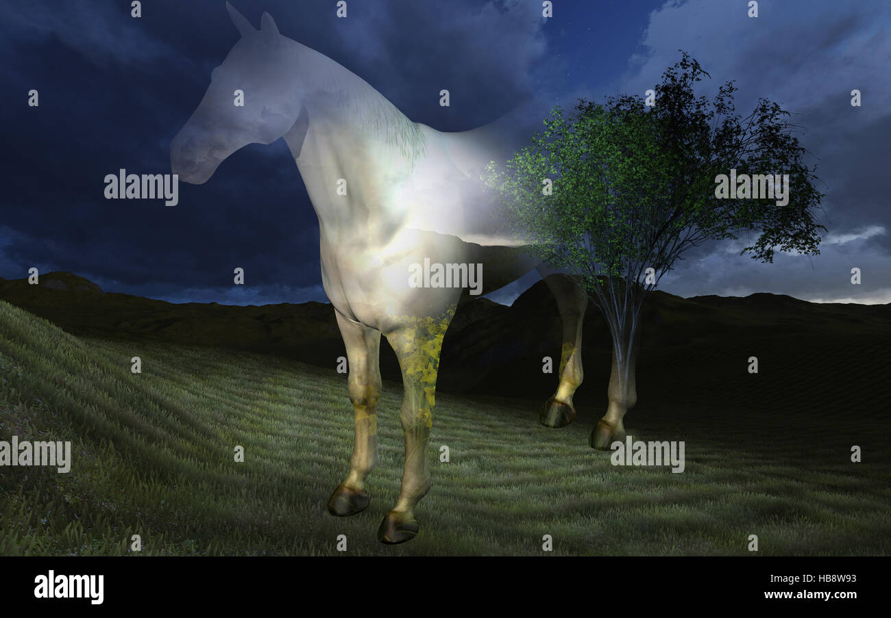 Double exposure silhouette horse hi-res stock photography and images ...