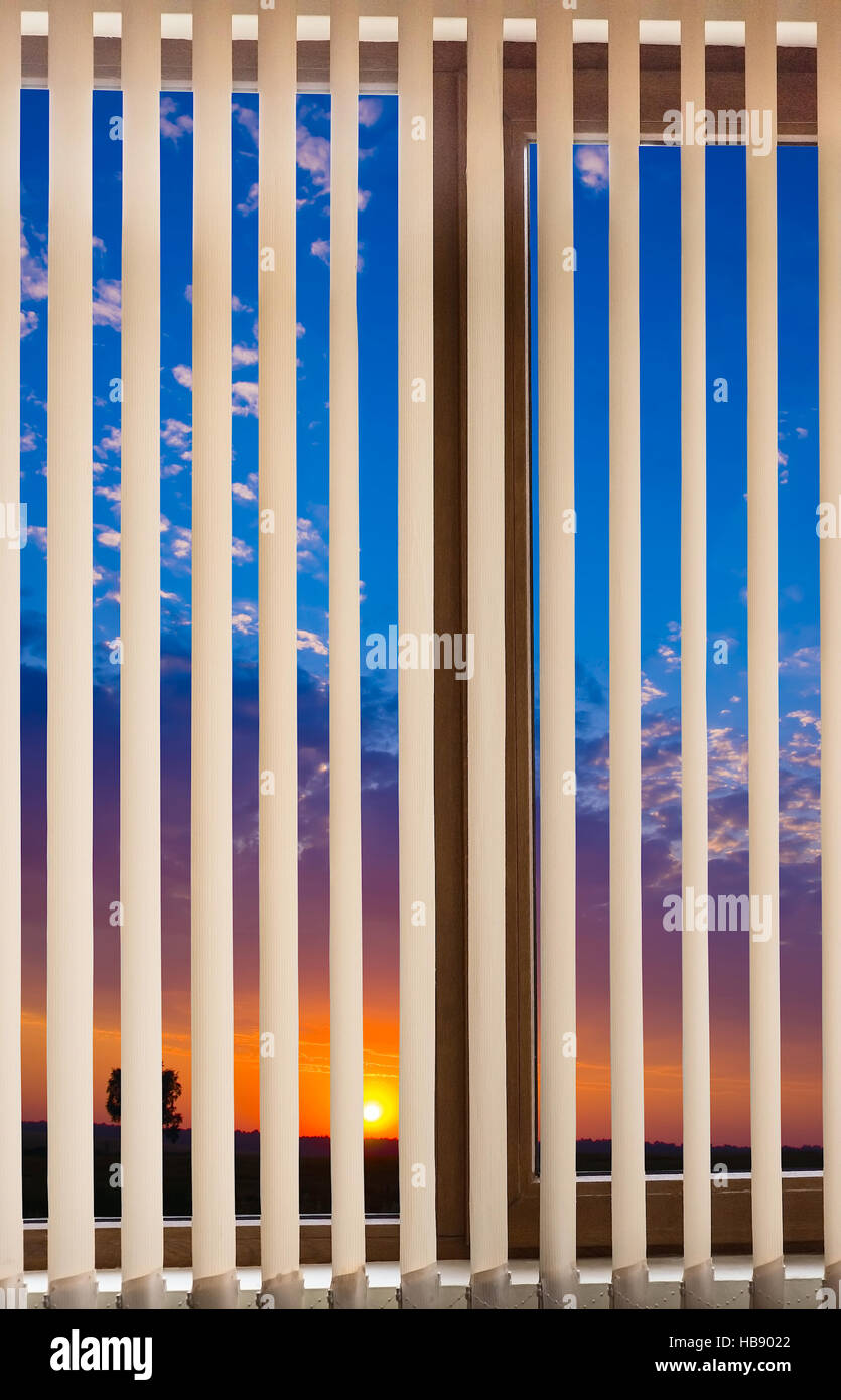 window blinds sunset Stock Photo Alamy