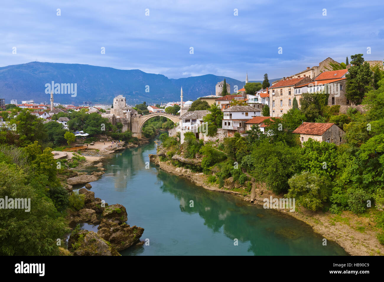 Cityscape of Mostar - Bosnia and Herzegovina Stock Photo