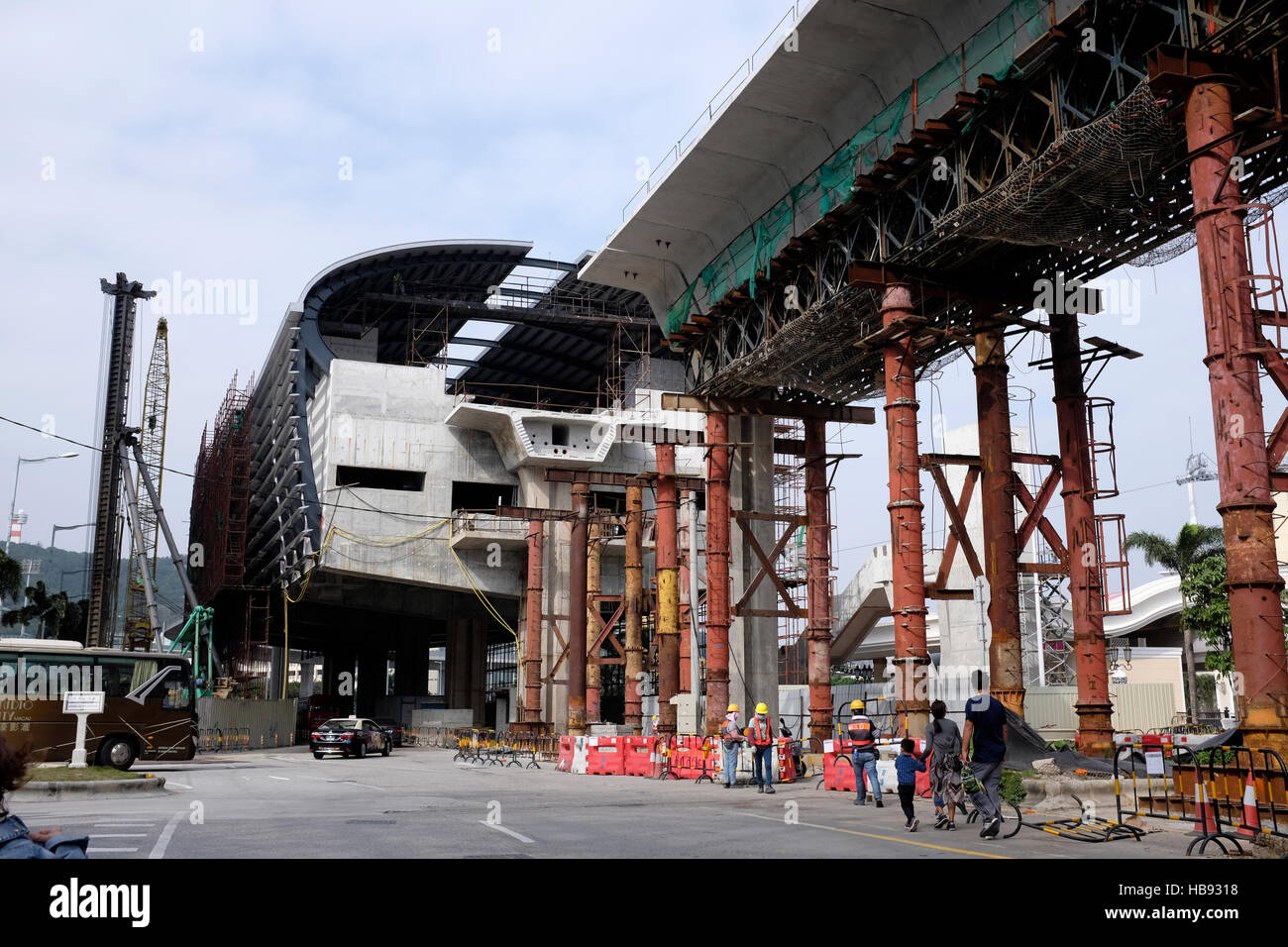 Work proceeding on Light Rail system in Macau SAR, China Stock Photo