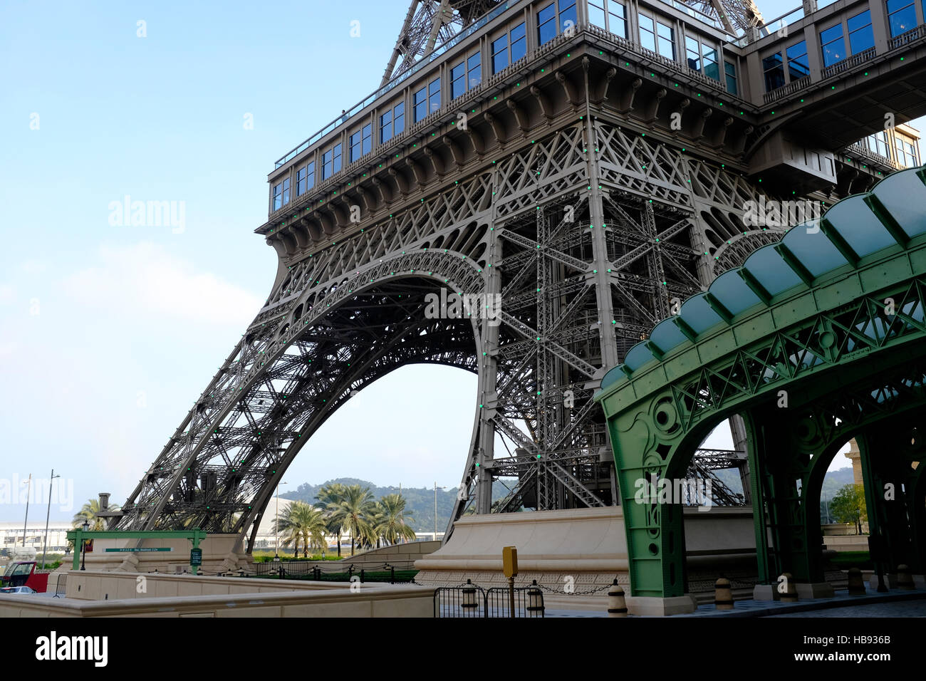 Base of Eiffel Tower Replica at Parisian Macau, Macau SAR, China Stock Photo