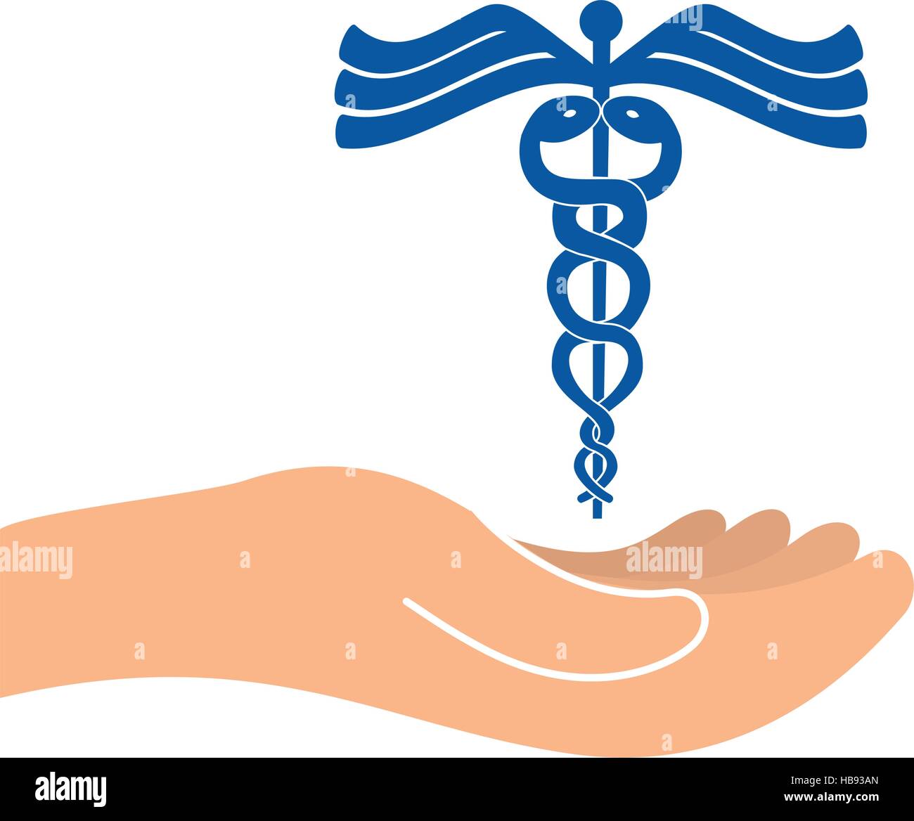hand with caduceus medical symbol icon overe white background. colorful ...