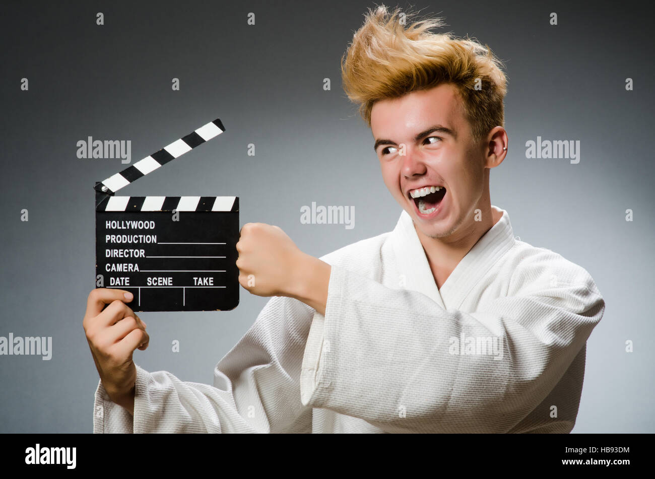 Funny karate fighter in sports concept Stock Photo - Alamy