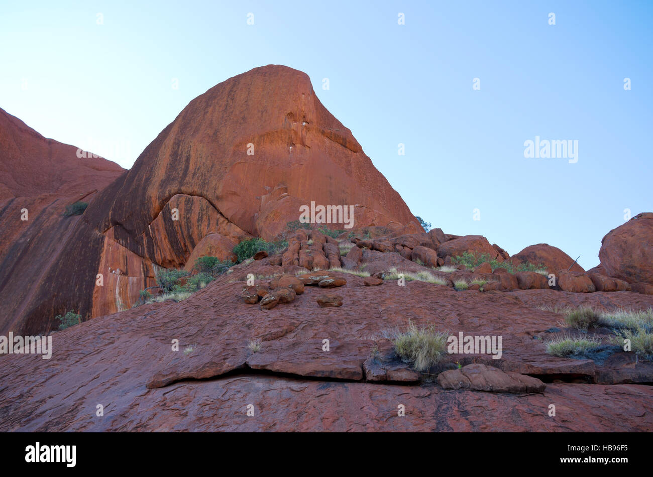 rock outcropping along mutijulu walk at uluru monolith in northern territory of australia Stock Photo