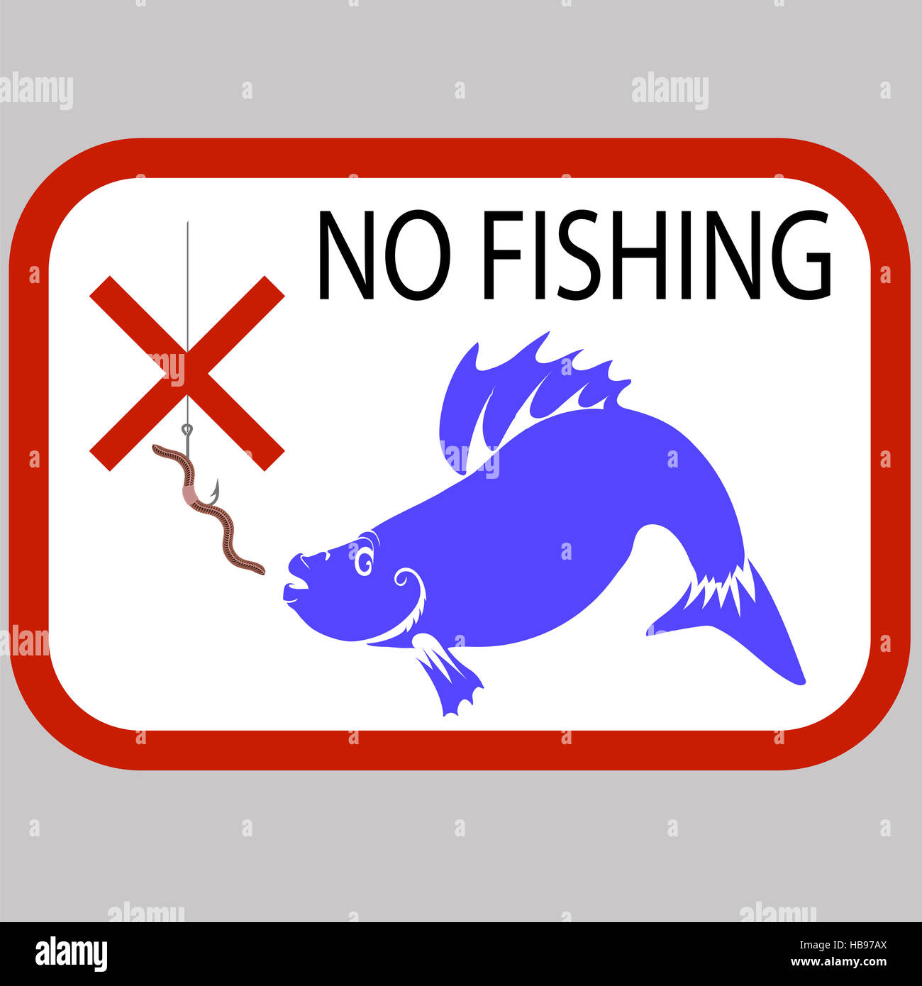 Vector Fishing Prohibited Sign Stock Photo