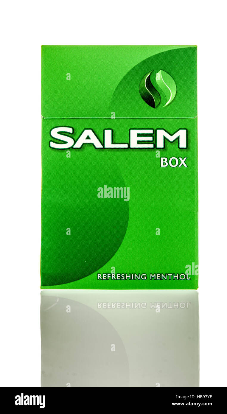 Winneconne, WI - 3 December 2016:  Package of  Salem menthol cigarettes on an isolated background. Stock Photo