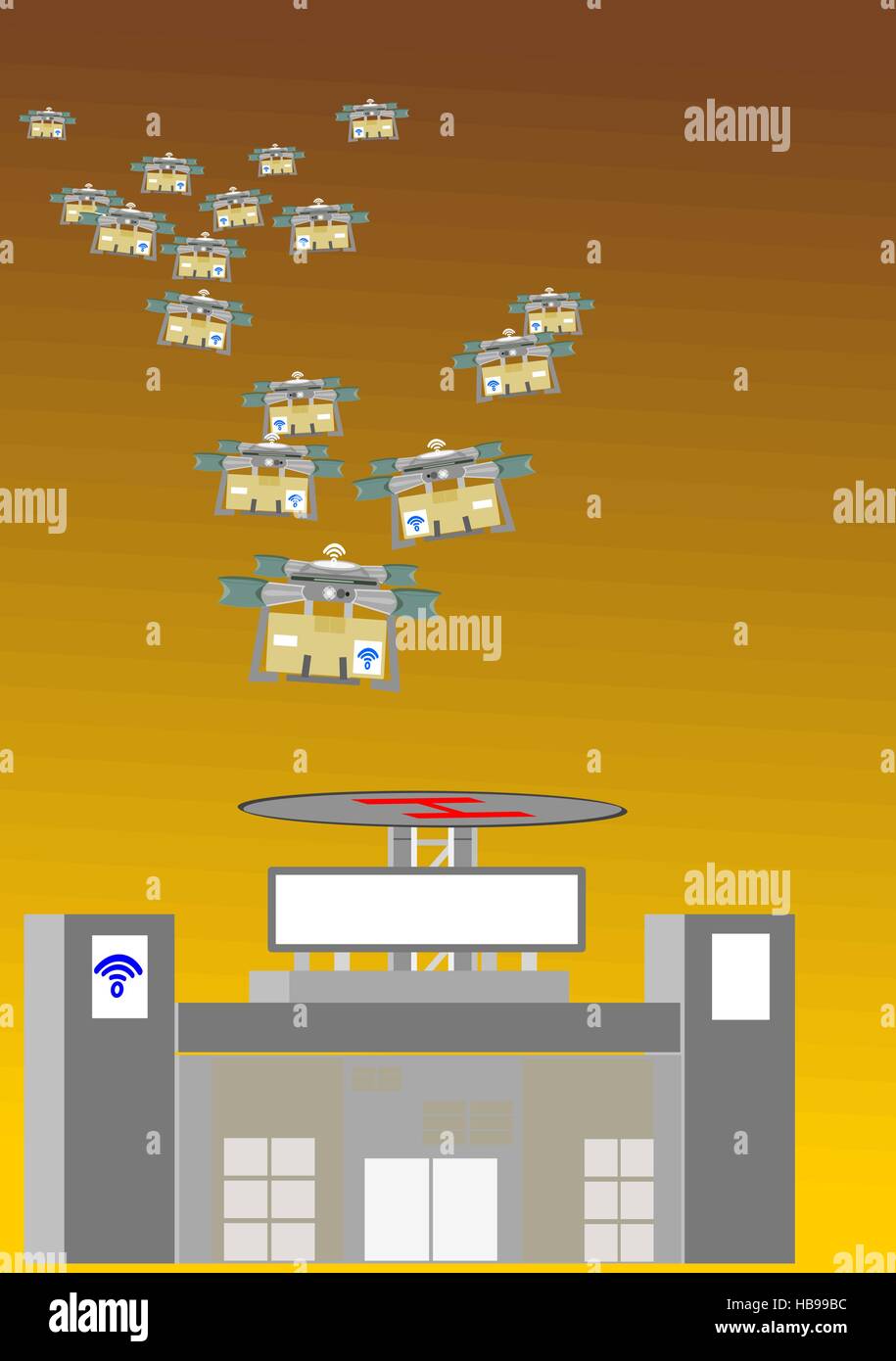 Drone delivery concept. Retail shop stage Stock Vector Image & Art - Alamy