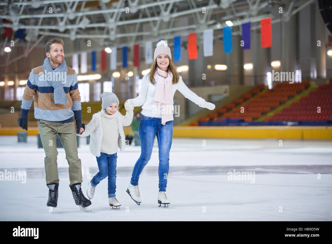 At ice-skating rink Stock Photo