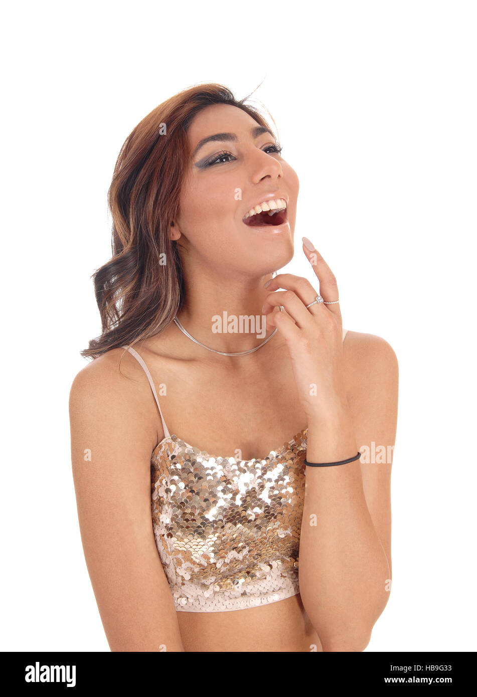 Happy young girl laughing loud. Stock Photo