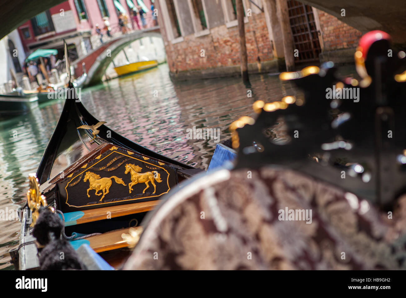 Gondola nose on water, Venice channel Stock Photo - Alamy