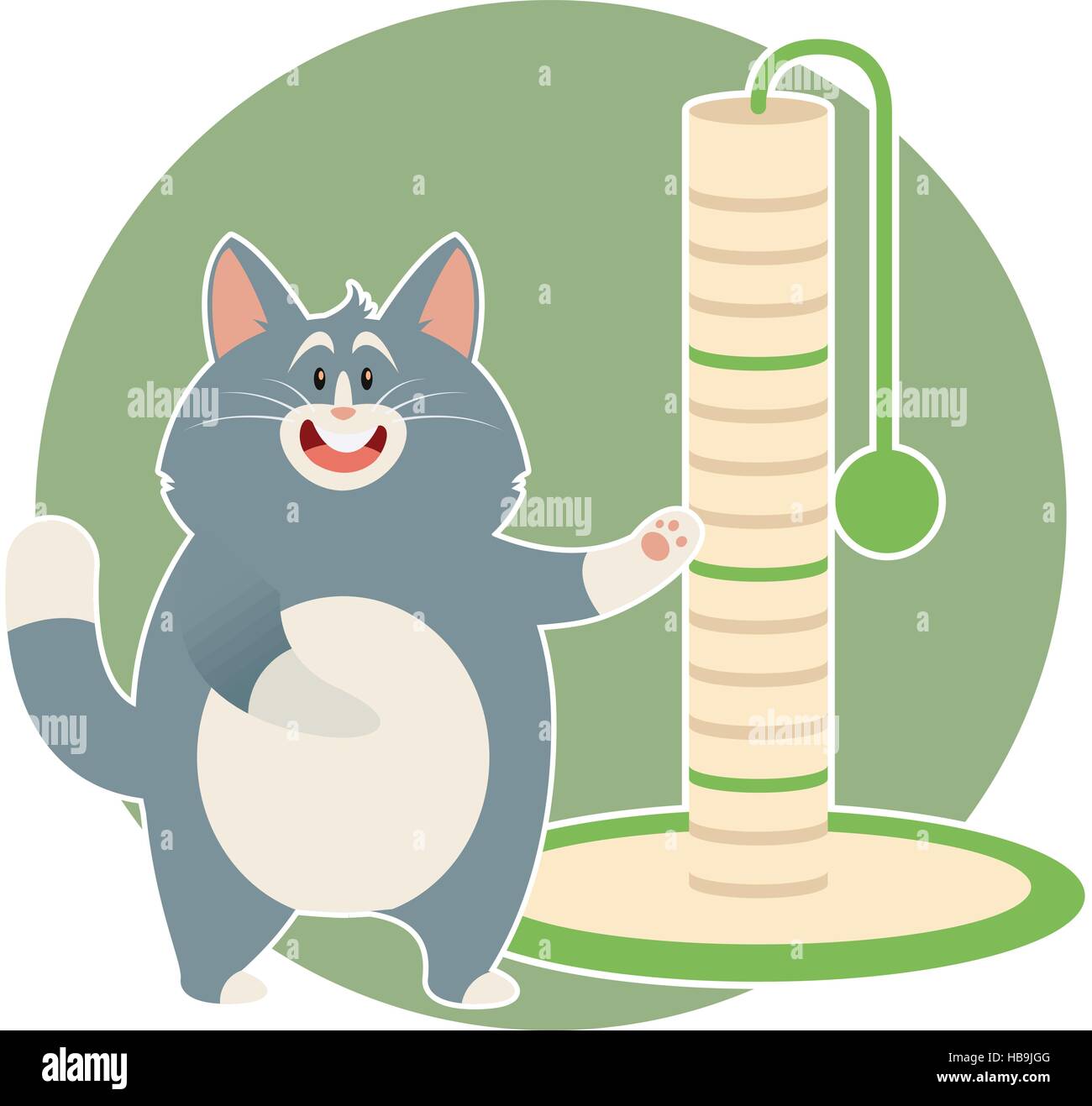 Vector image of the flat Cat and its Scratching Posts Stock Vector