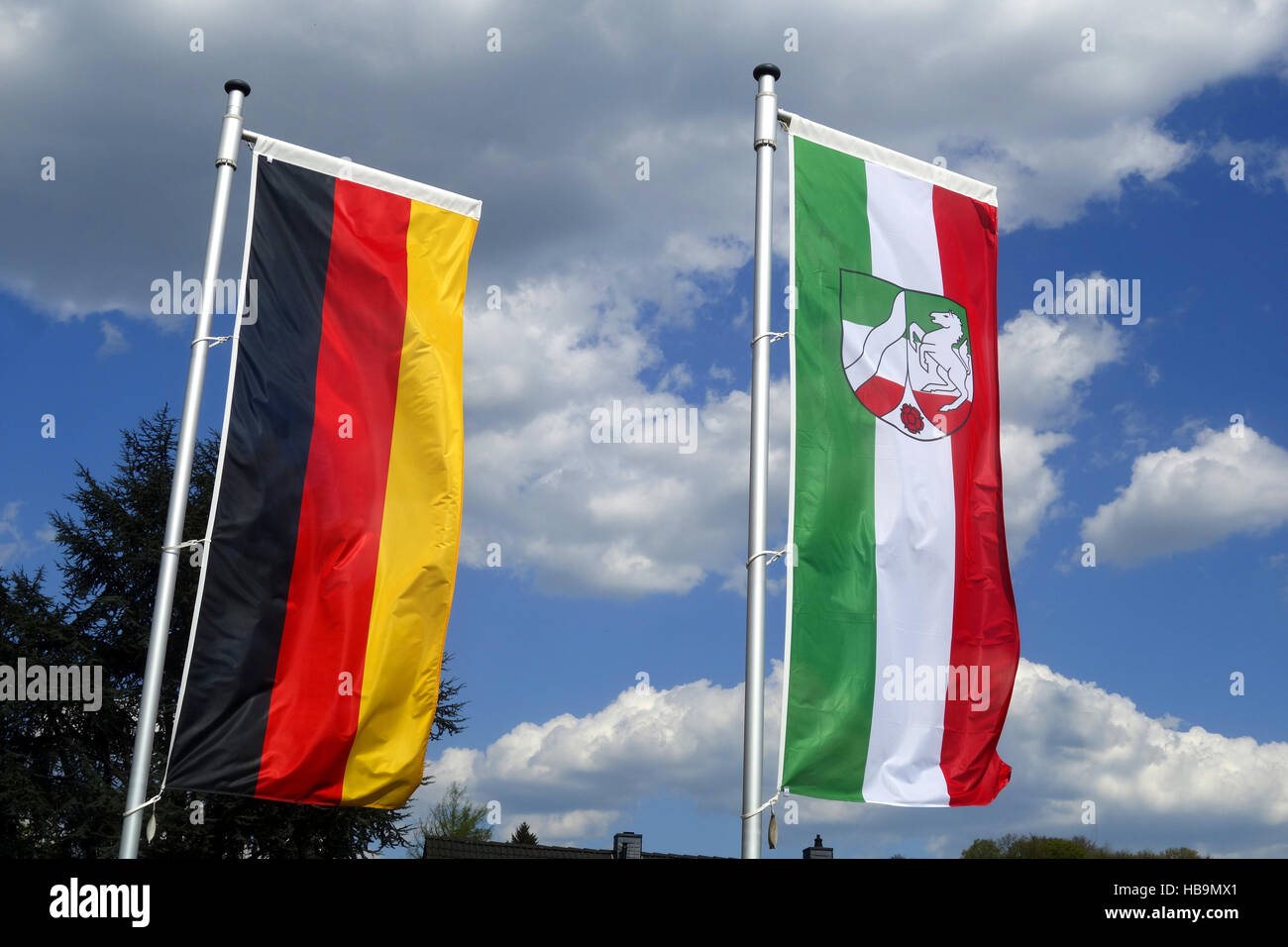 . flag of nrw and Germany Stock Photo