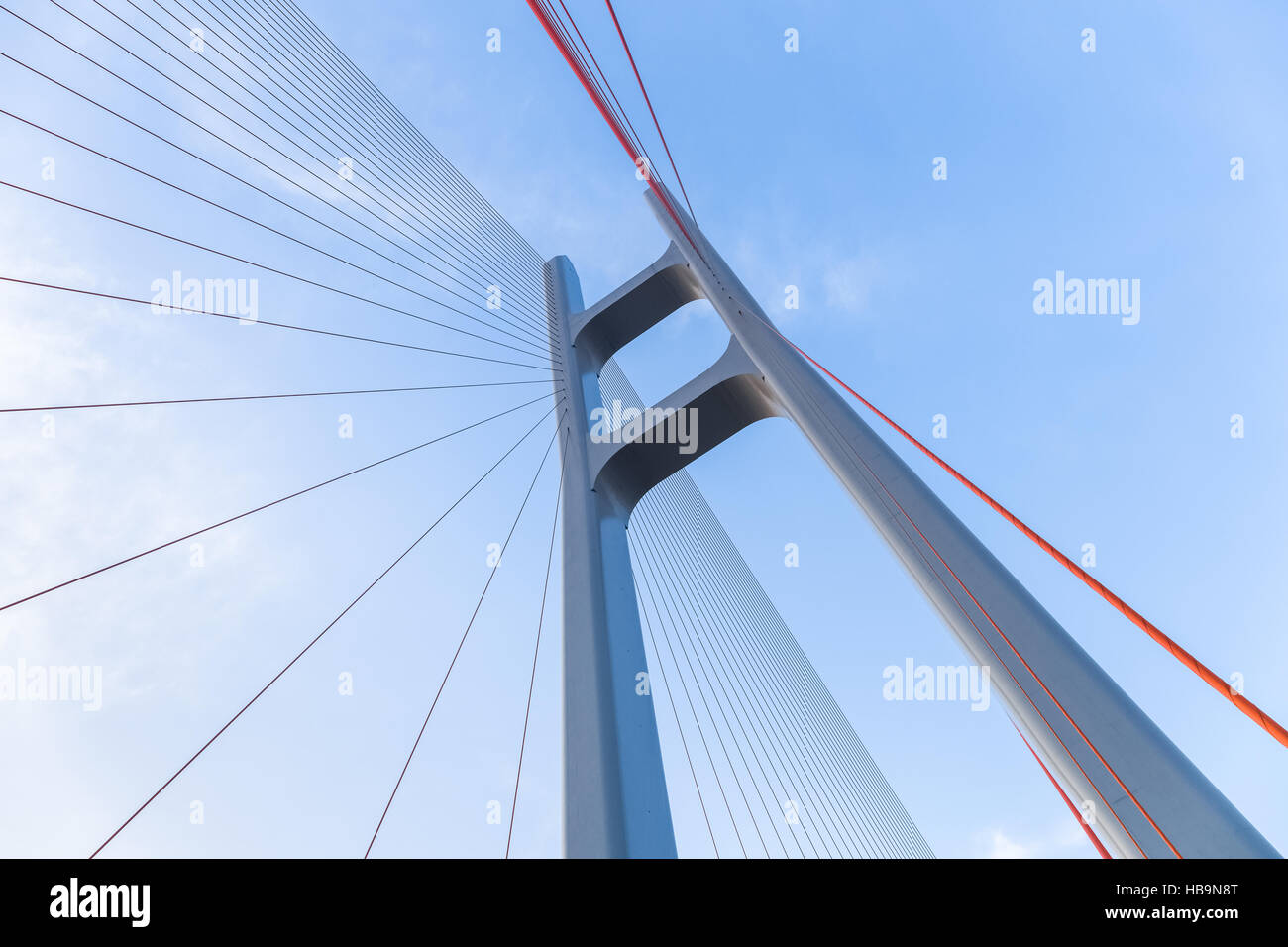 the cable stayed bridge closeup Stock Photo