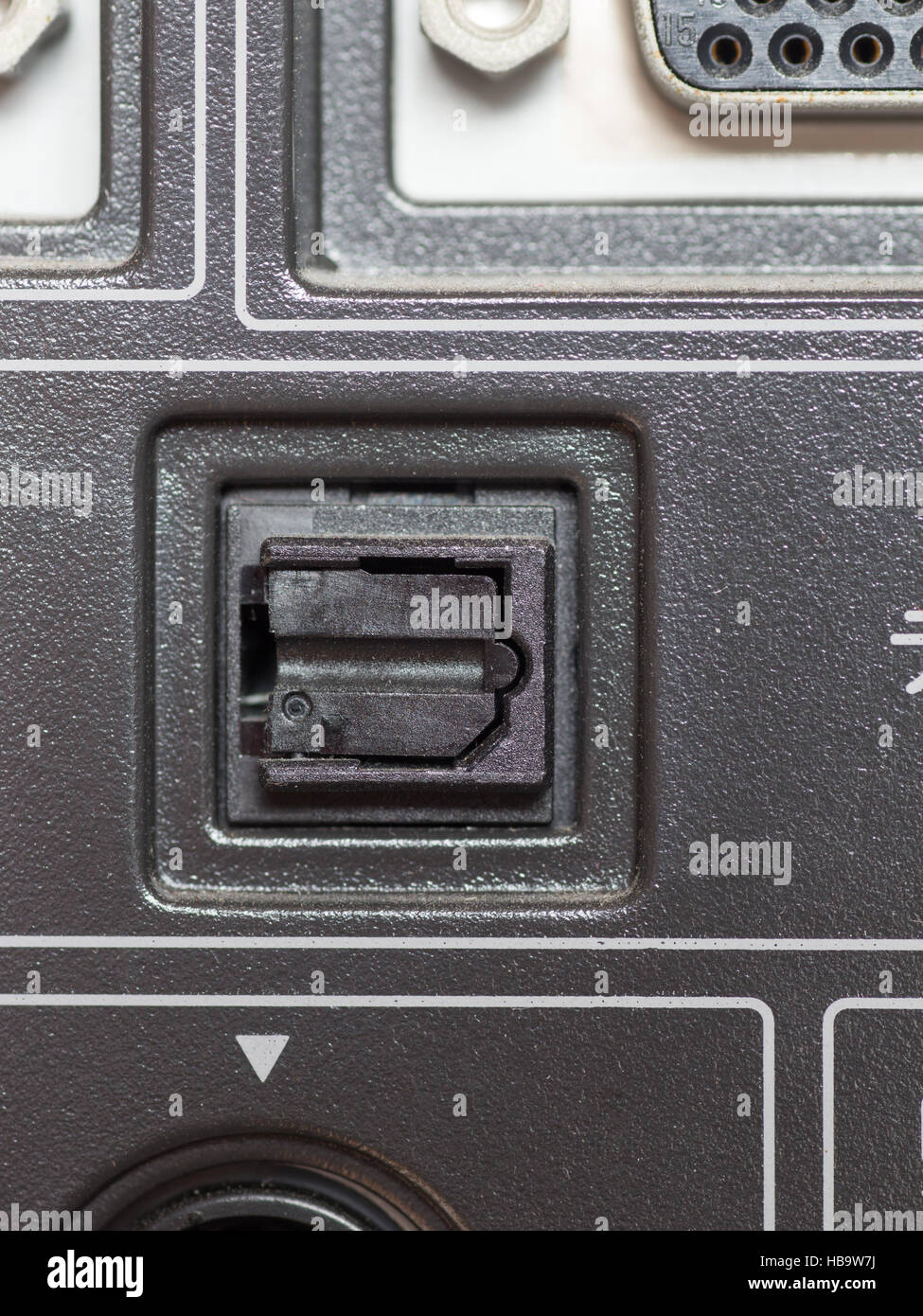 The series of back panel of a television, optical digital output Stock