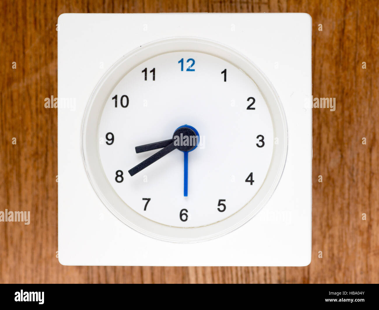 The second series of the sequence of time on the simple white analog clock , 70/96 Stock Photo