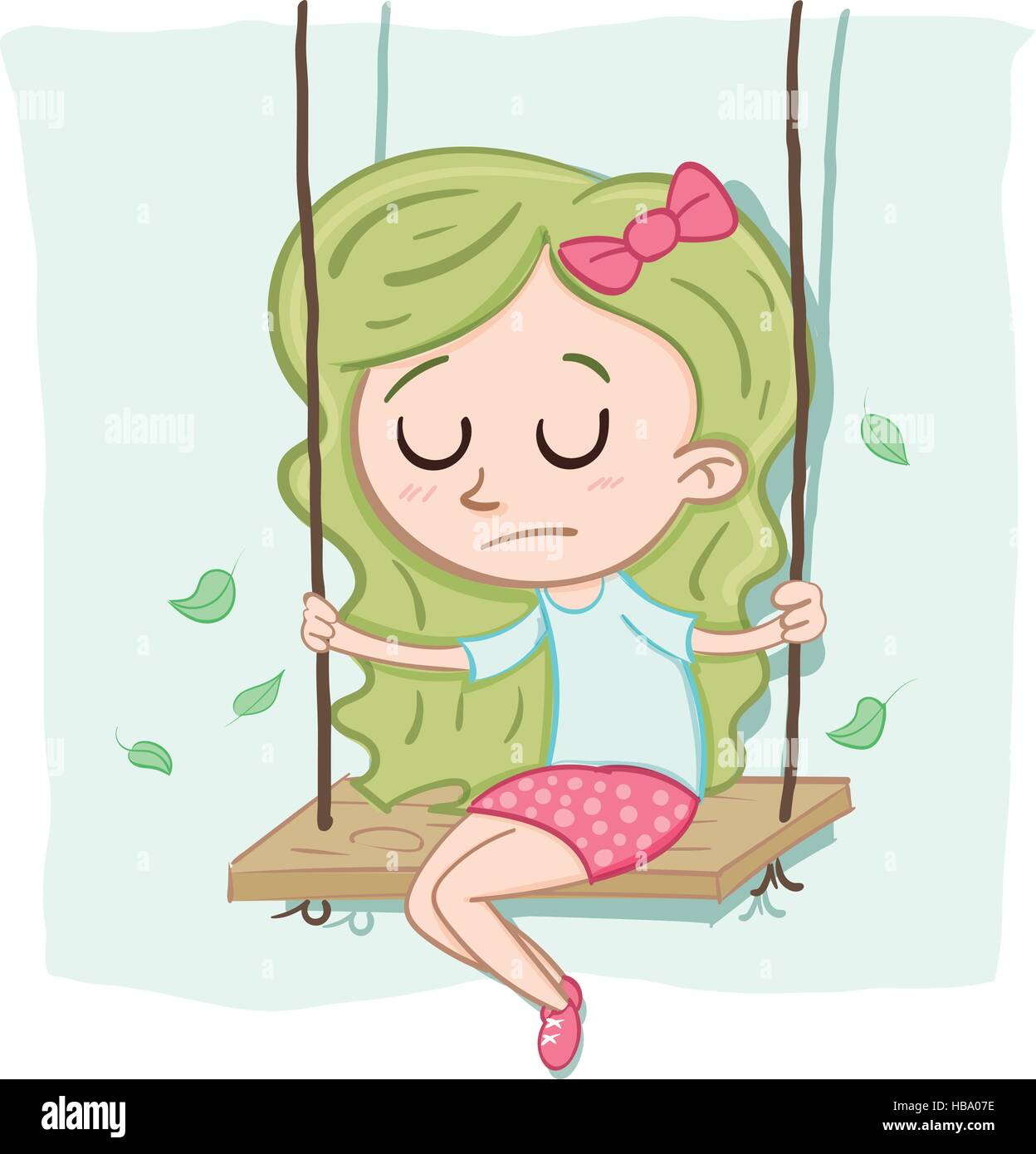 cartoon lonely girl sitting alone on the swing Stock Vector Image & Art -  Alamy