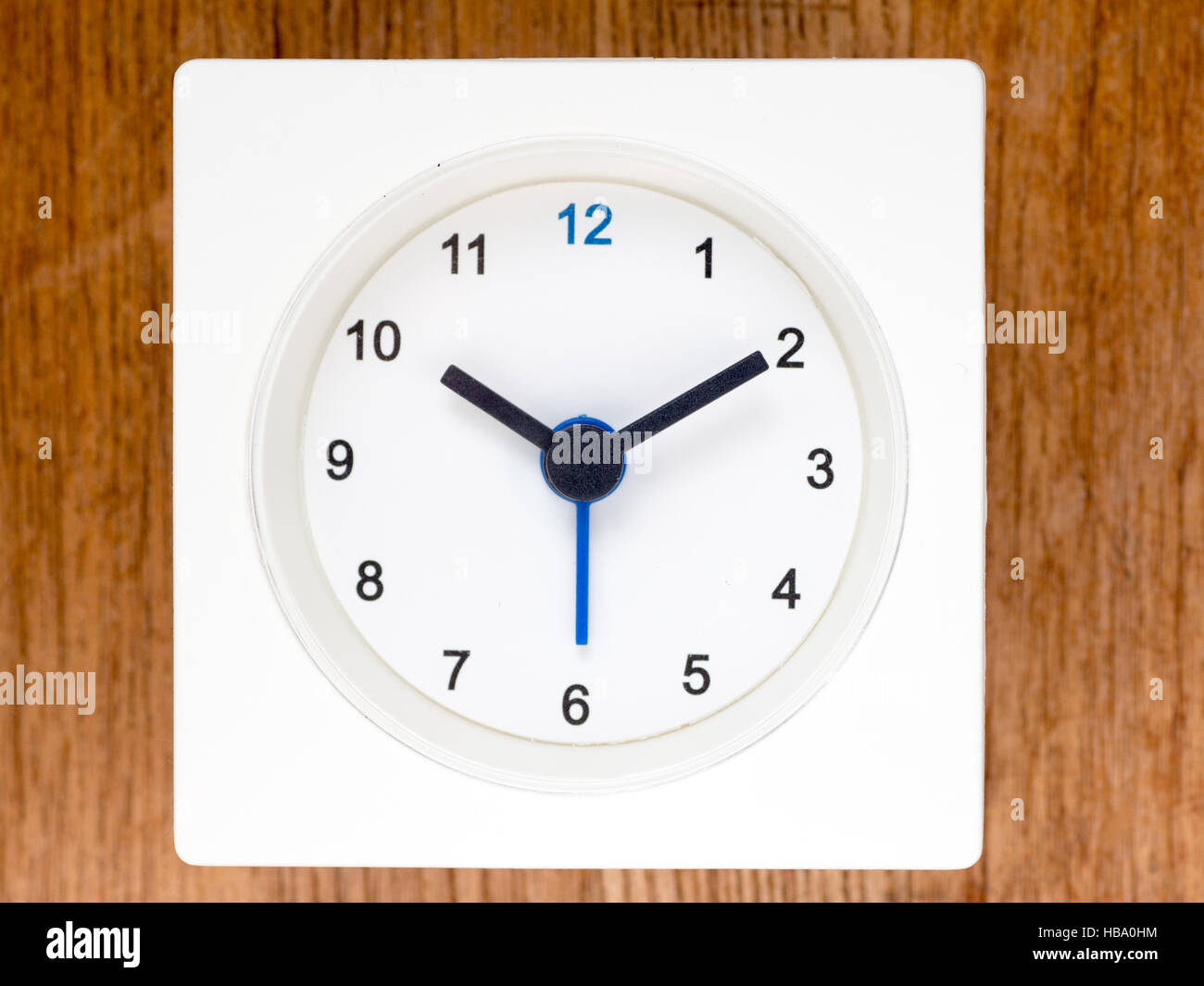 The second series of the sequence of time on the simple white analog clock , 82/96 Stock Photo