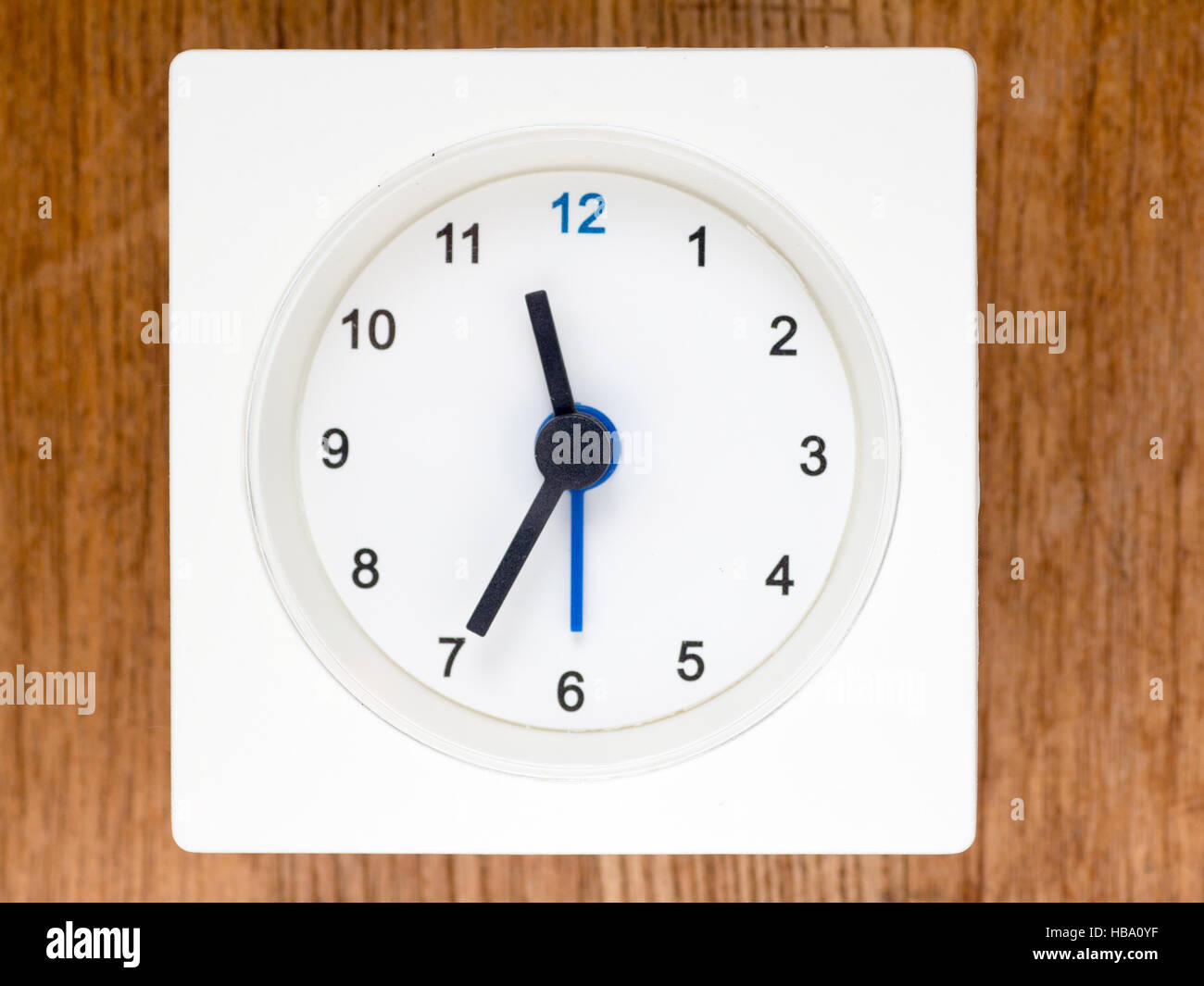 The second series of the sequence of time on the simple white analog clock , 93/96 Stock Photo