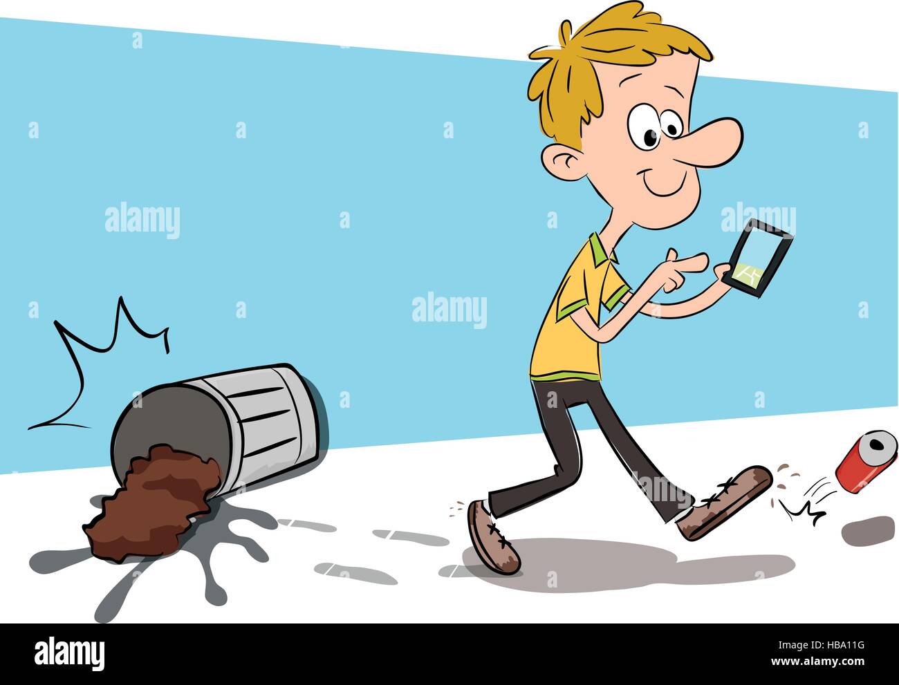 cartoon man using smart phone while walking and got some accident Stock  Vector Image & Art - Alamy