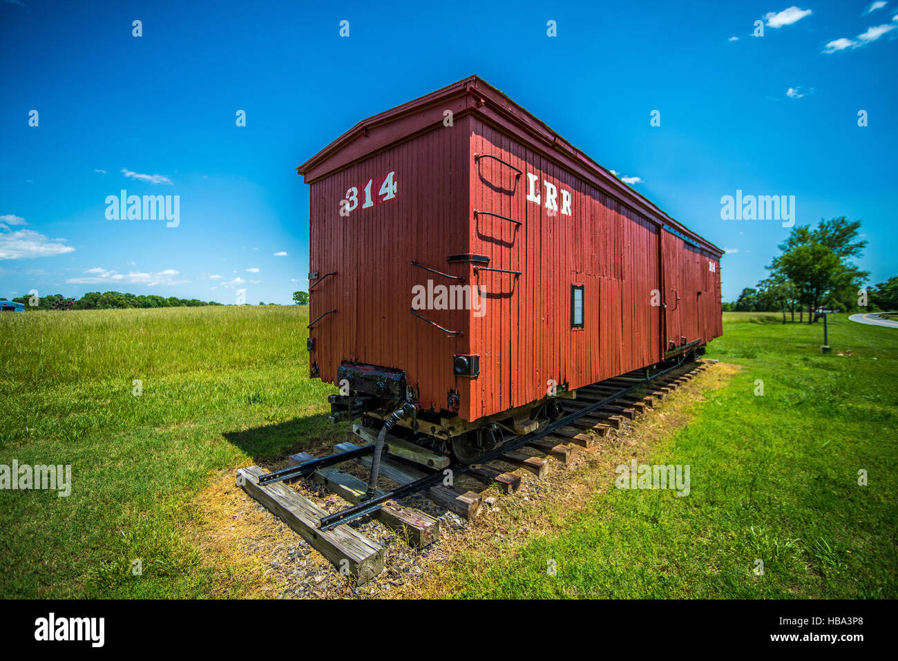 big red caboose wagon Stock Photo Alamy