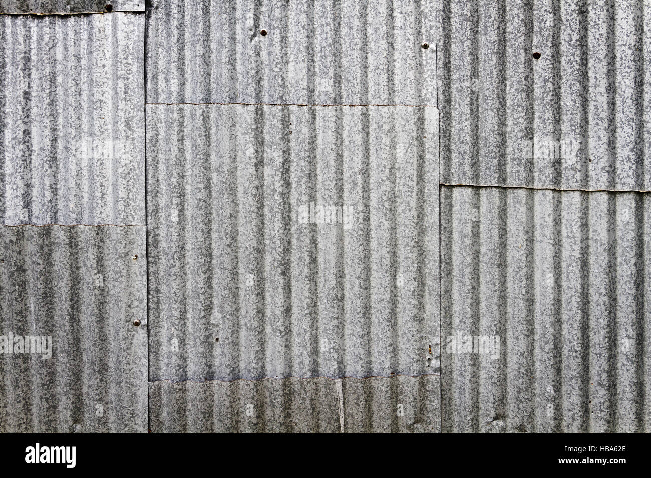 wall of corrugated sheet metal Stock Photo