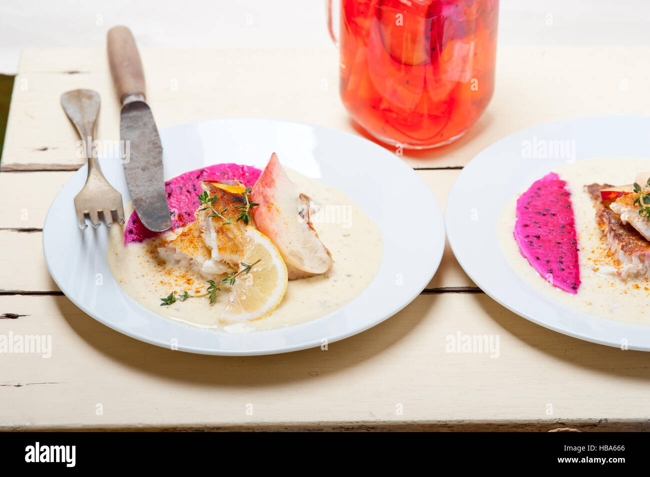 sea bream fillet butter pan fried Stock Photo