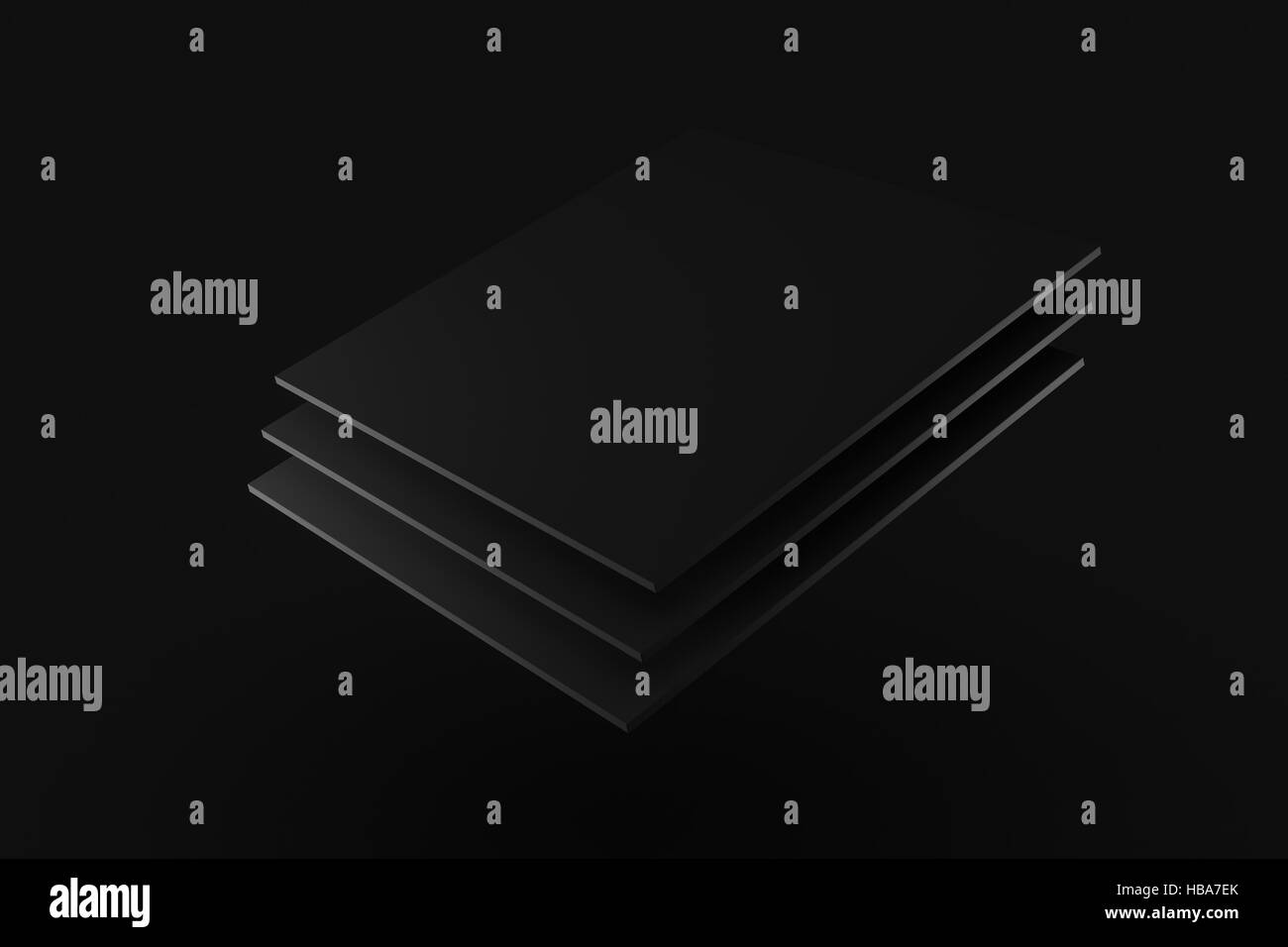 black stack box cloth fabric levitation on black background 3d rendering Stock Photo