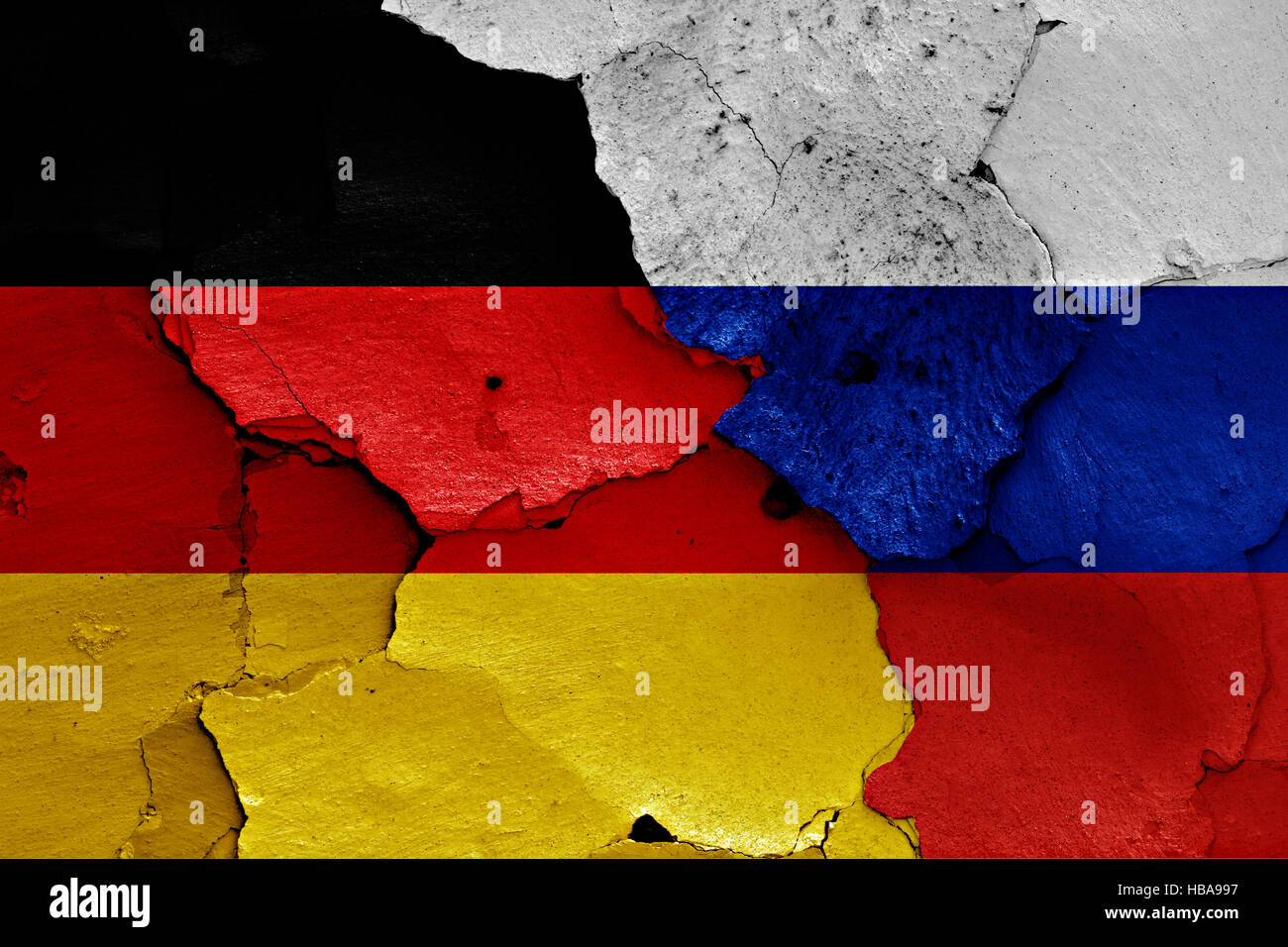 flags of Germany and Russia painted on cracked wall Stock Photo - Alamy