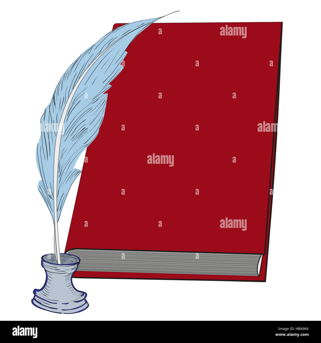 Pen with inkwell and book Stock Photo Alamy