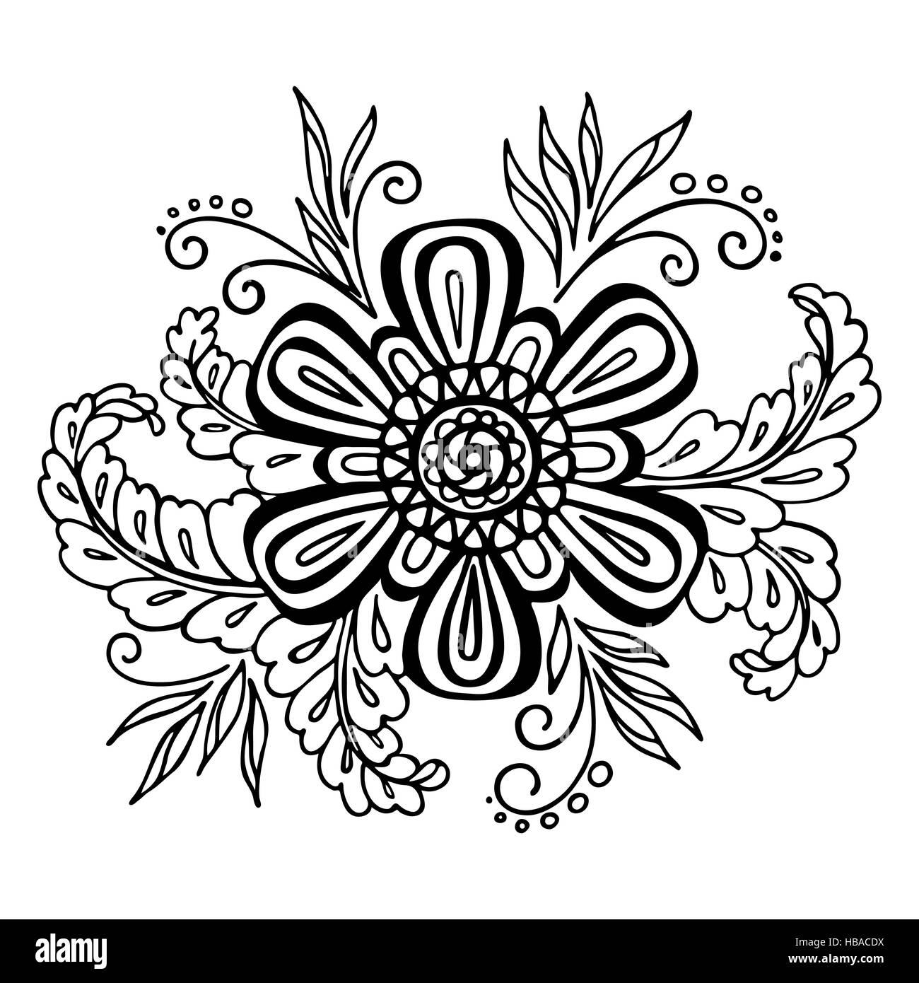 Floral Outline Calligraphic Pattern Stock Photo Alamy