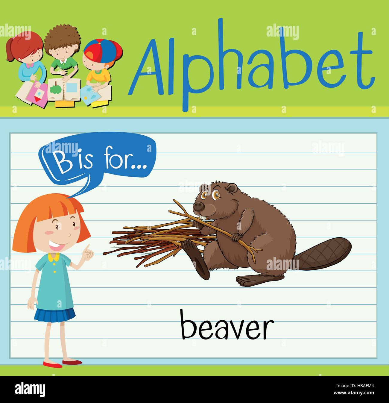 Flashcard letter B is for beaver illustration Stock Vector Image & Art ...