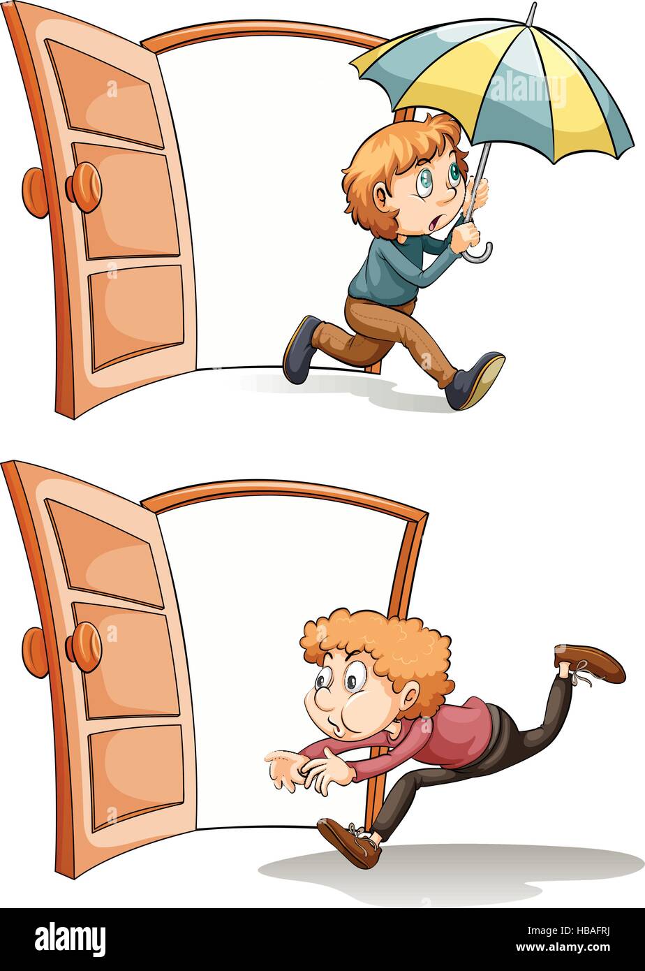 Man walking in and out the door illustration Stock Vector Image & Art ...