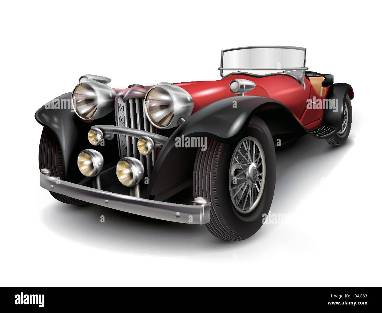 attractive retro red car isolated on white background Stock Vector ...