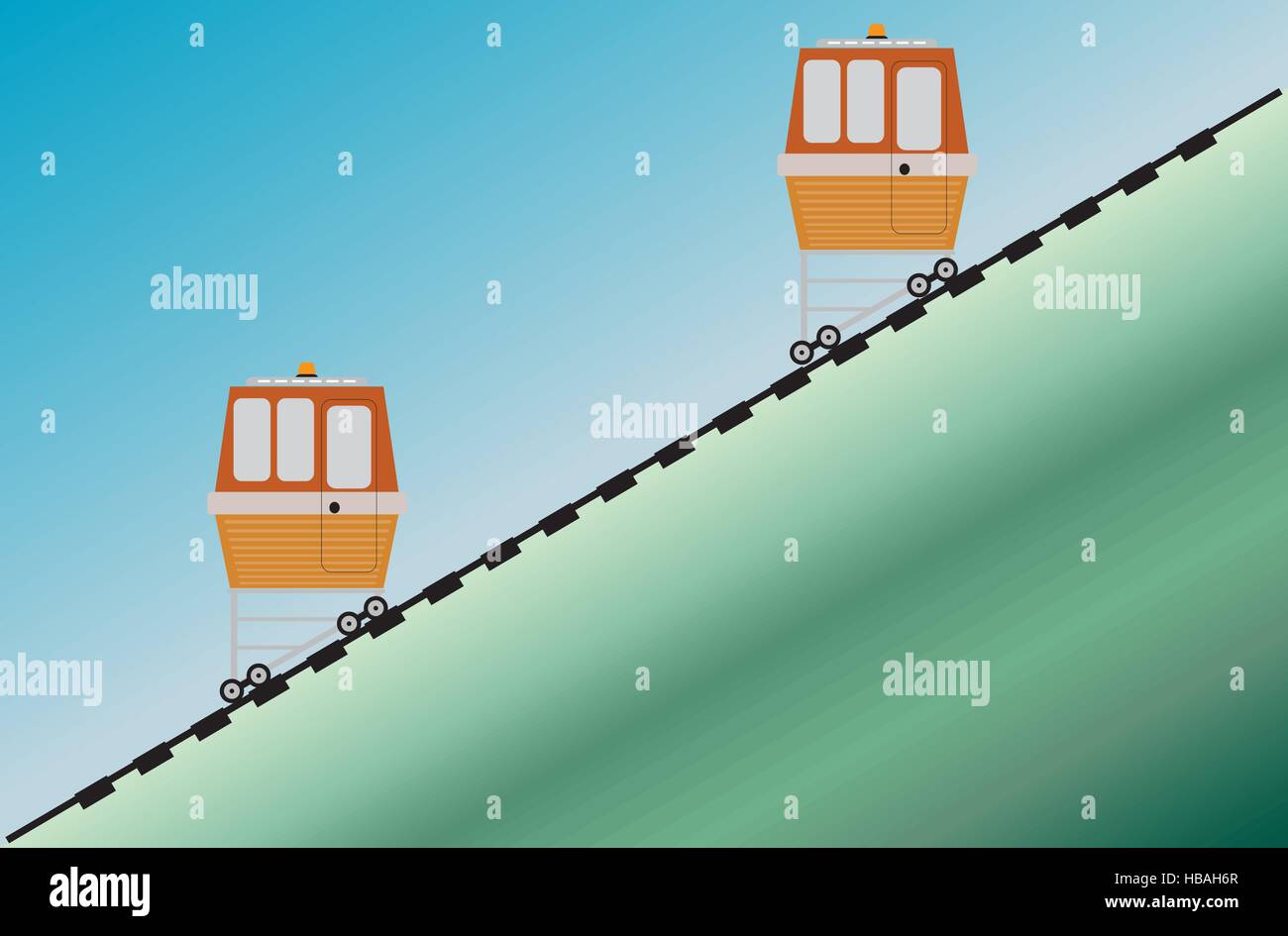 Cliff Rails Funicular or cliff rail way with hill background Vector Illustration ...