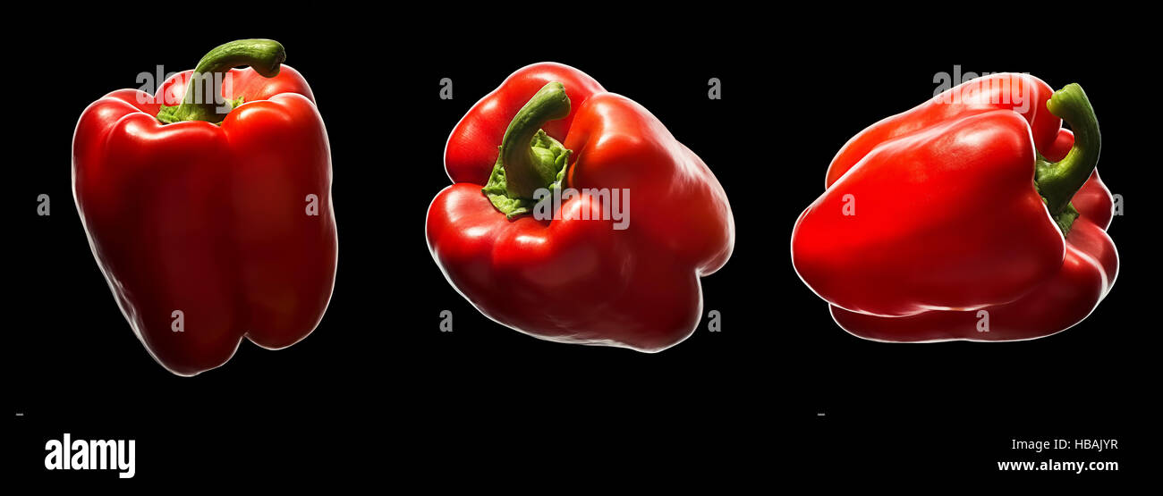 Sweet red pepper isolated on black Stock Photo - Alamy