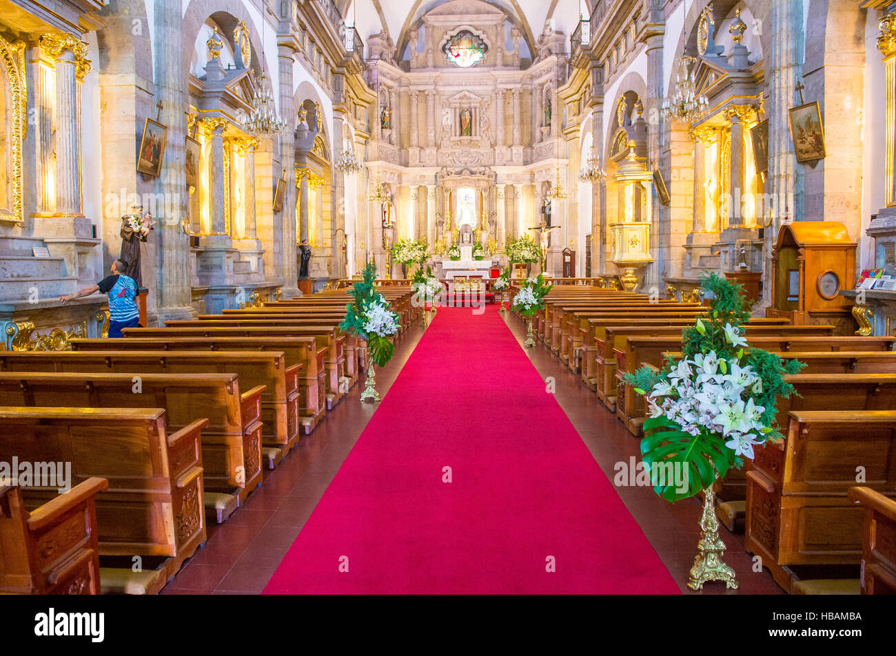 The interior of Parroquia De Nuestra Senora Del Rosario church in Guadalajara , Mexico Stock Photo
