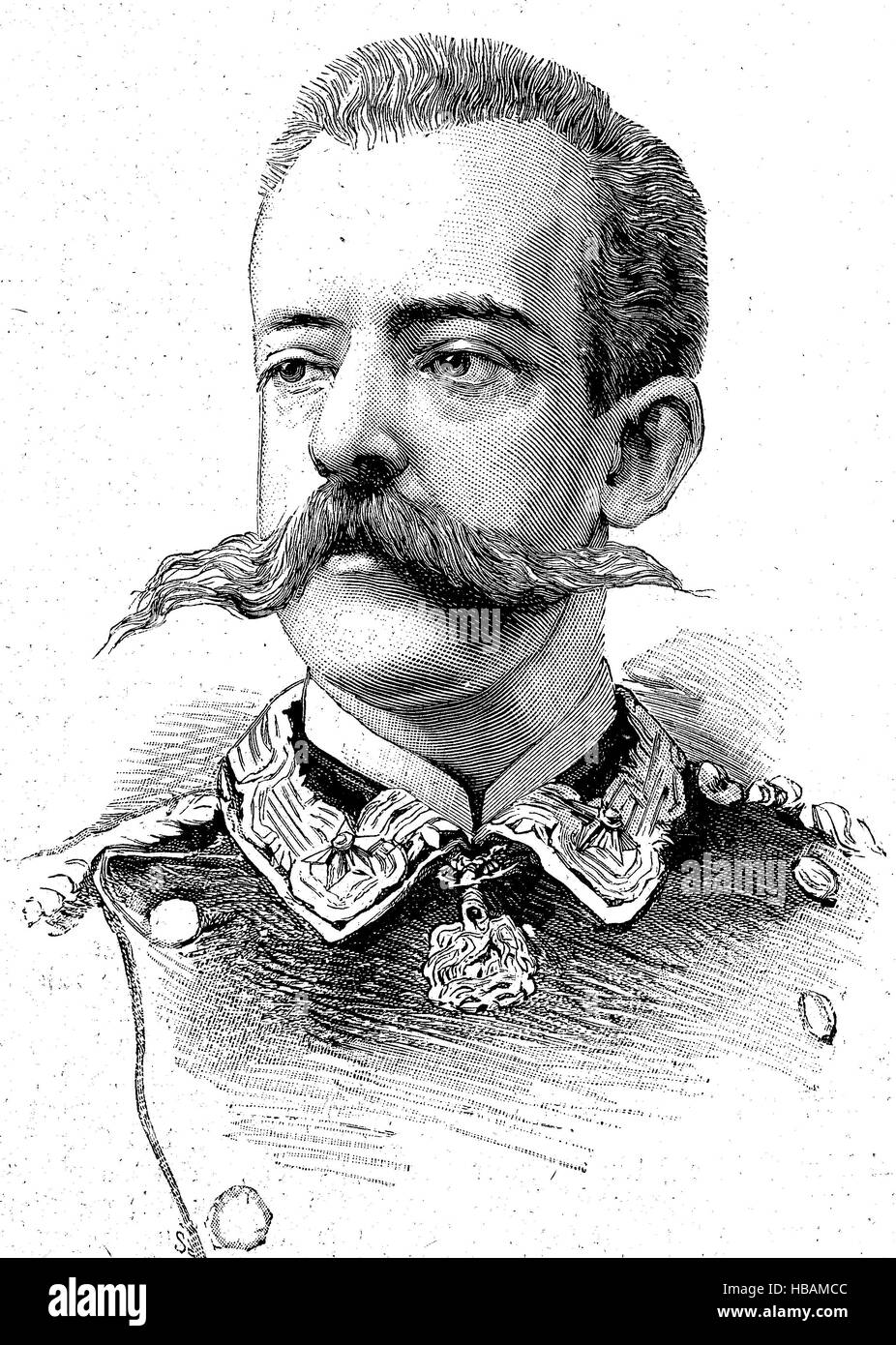 Amadeo I,  Amadeus, 30 May 1845 – 18 January 1890, was the only King of Spain from the House of Savoy. He was the second son of King Vittorio Emanuele II of Italy and was known for most of his life as the Duke of Aosta, hictorical illustration from 1880 Stock Photo