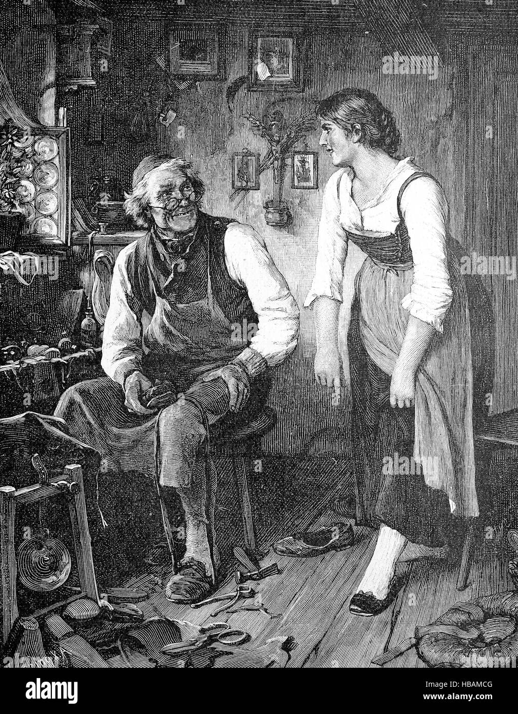 cordwainer, a shoemaker in his hictorical illustration from