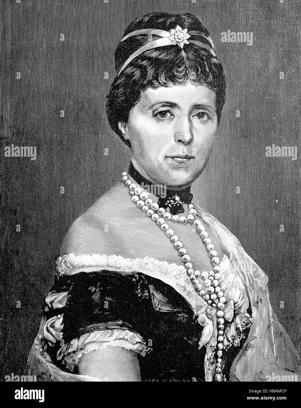 Princess Augusta of Saxe-Weimar-Eisenach, Augusta Marie Luise Katharina, 30 September 1811 - 7 January 1890, was the Queen of Prussia and the first German Empress, hictorical illustration from 1880 Stock Photo