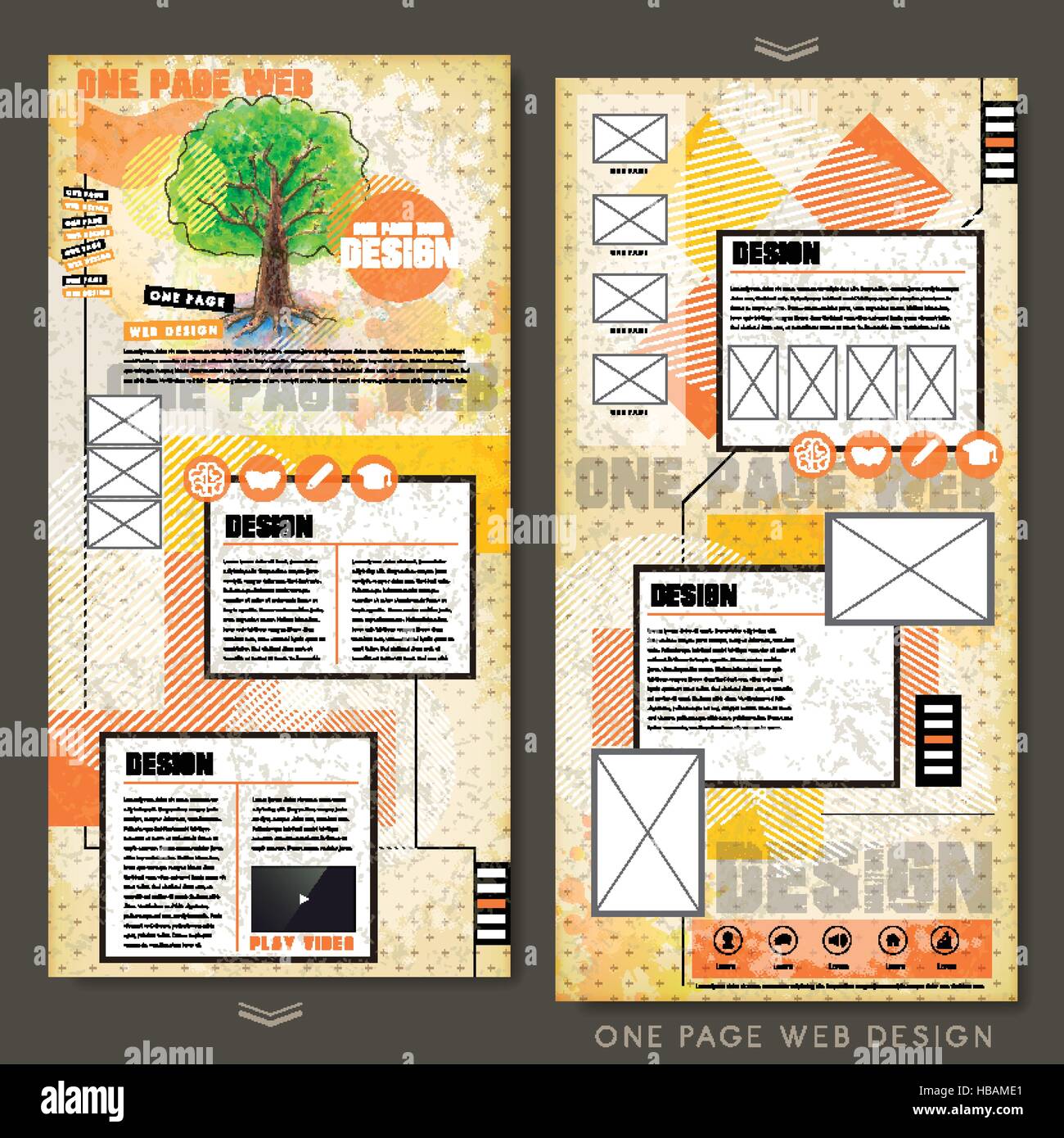 contemporary one page website template design with tree elements Stock ...