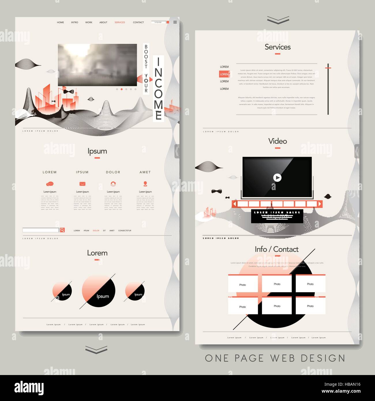 contemporary one page website design with line elements Stock Vector ... contemporary one page website design with line elements Stock Vector ...