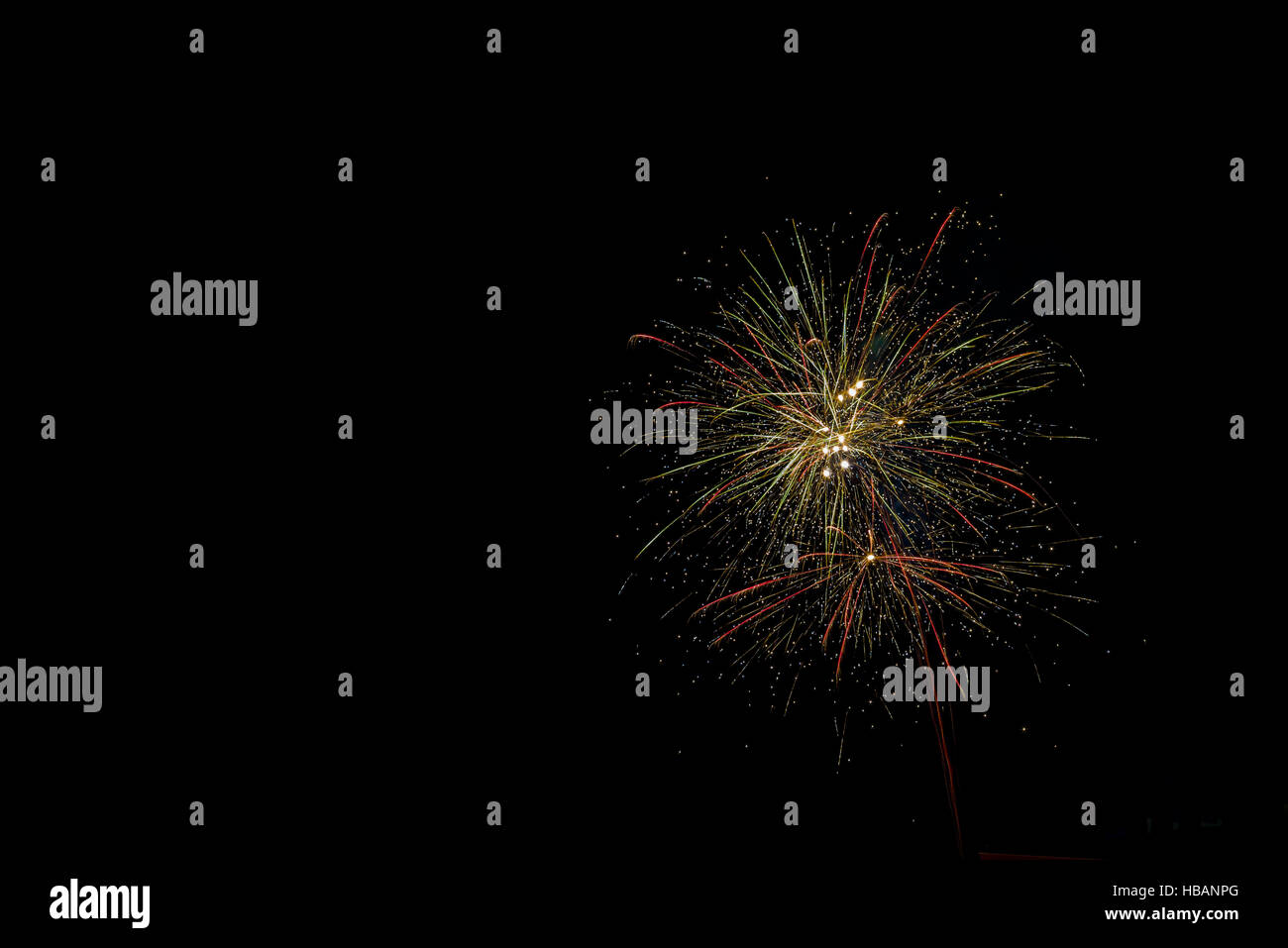 Nice and colorful fireworks in the black night Stock Photo