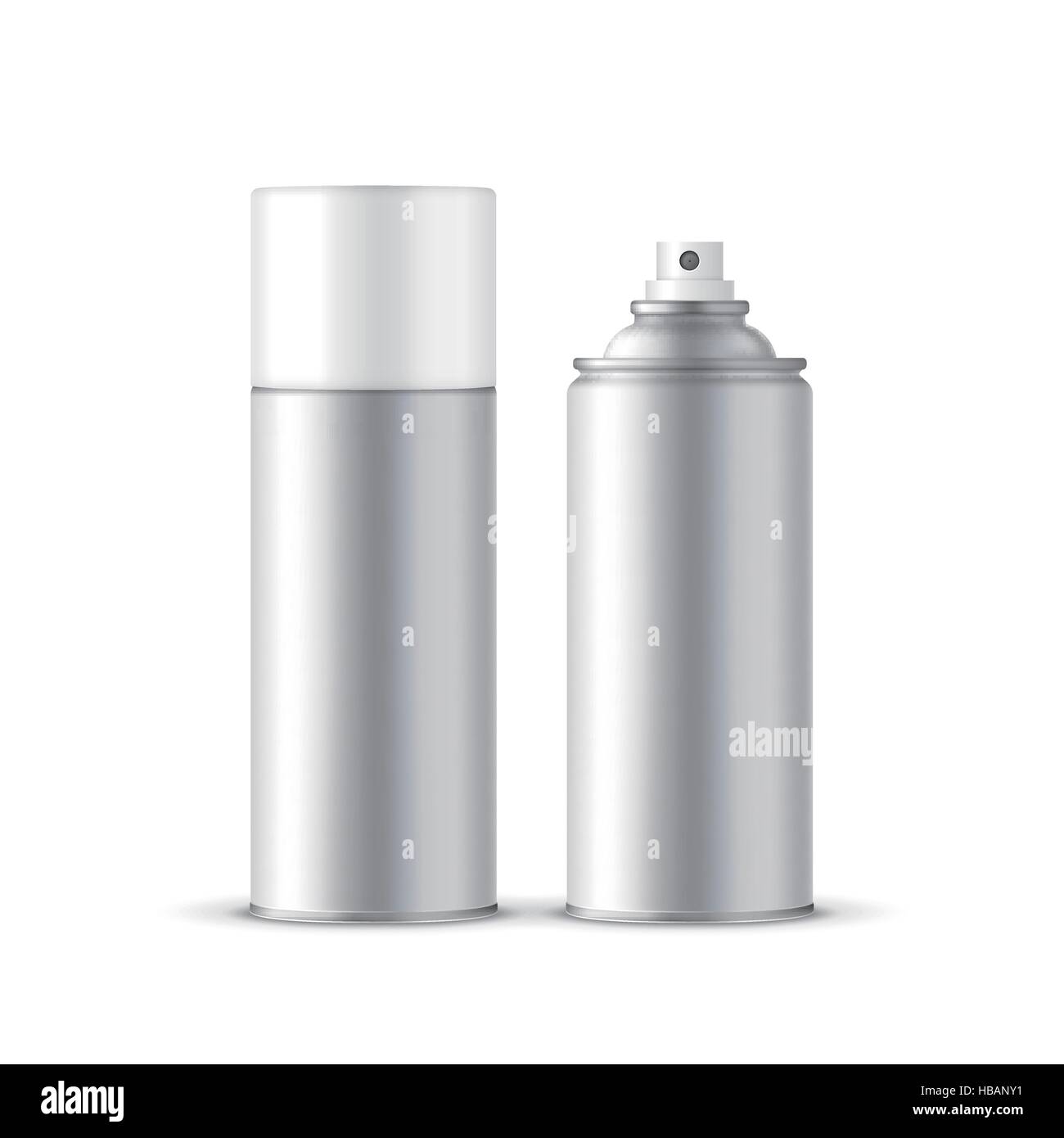silver spray bottles set with lid isolated on white background Stock Vector