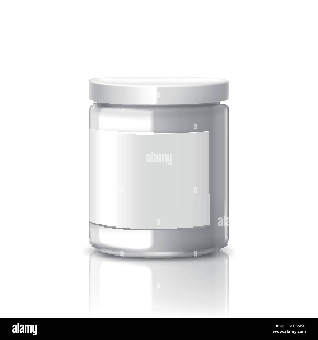 blank glass jar with label isolated on white background Stock Vector ...