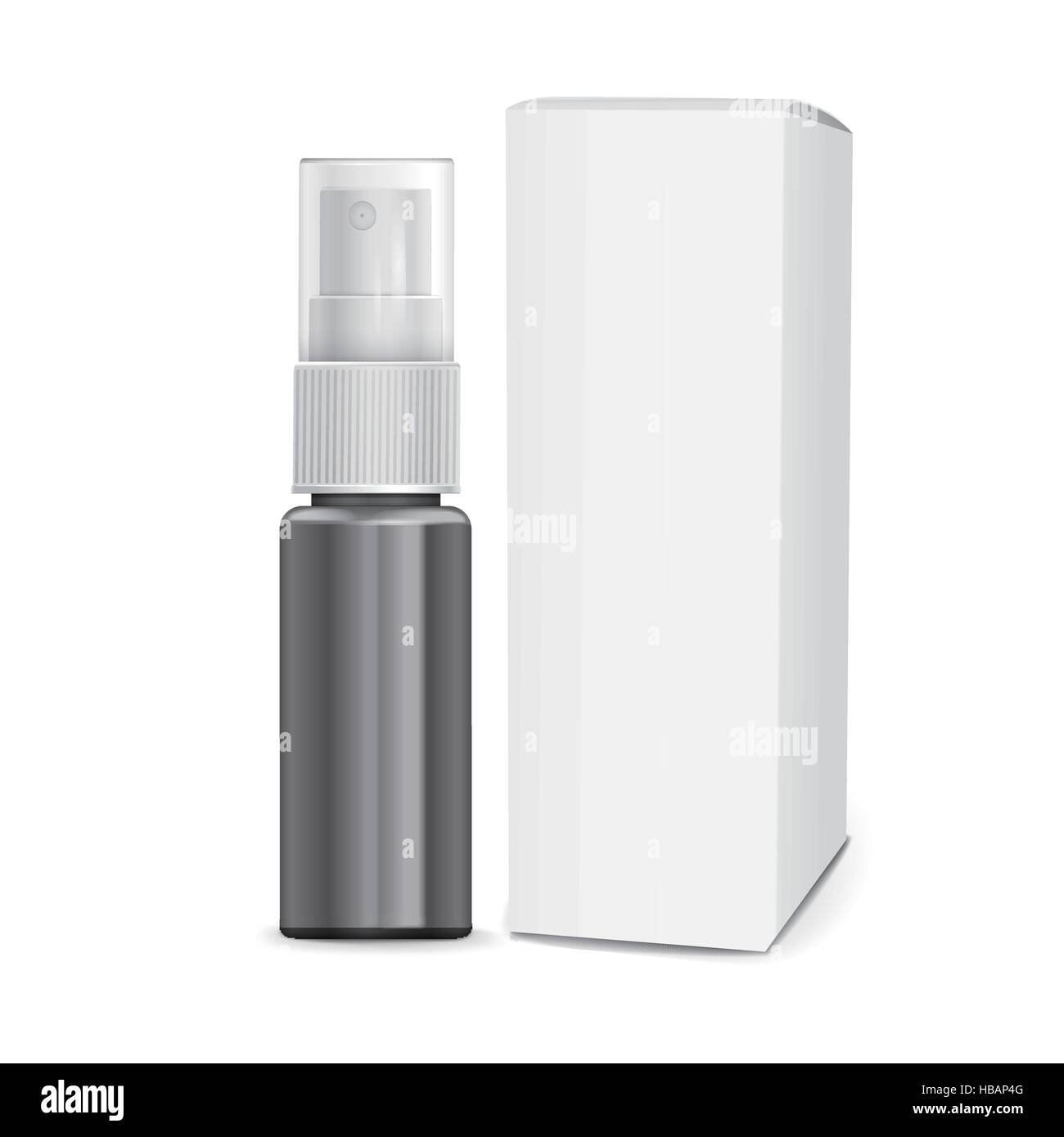 cosmetic spray bottle with paper package isolated on white background ...