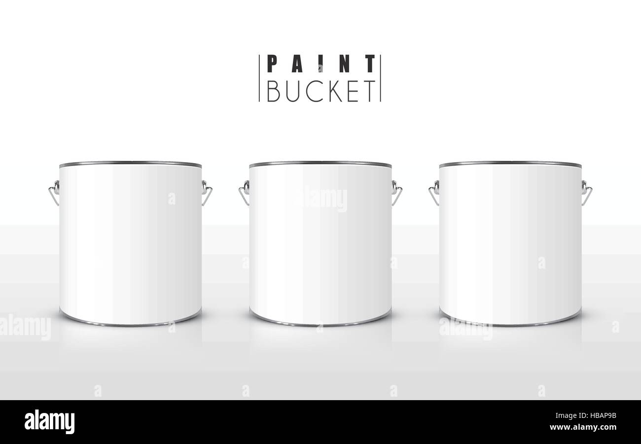 blank paint buckets set isolated on white background Stock Vector Image