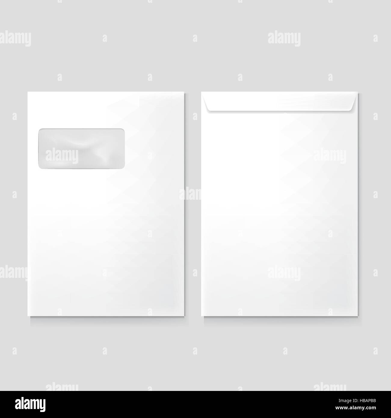 blank envelopes with window isolated on grey background Stock Vector