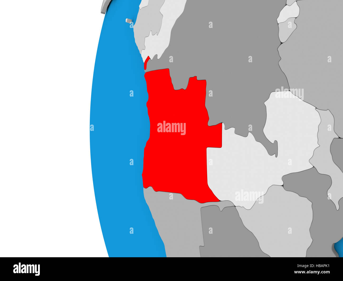 3D map of Angola focused in red on simple globe. 3D illustration Stock ...