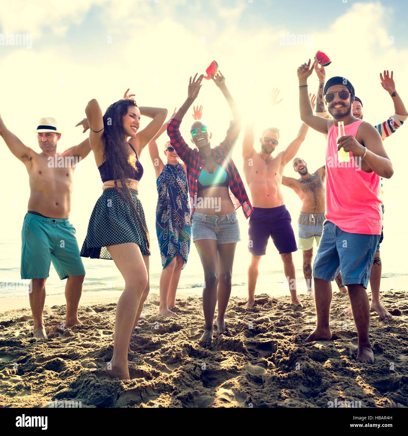 Diverse Young People Fun Beach Concept Stock Photo - Alamy