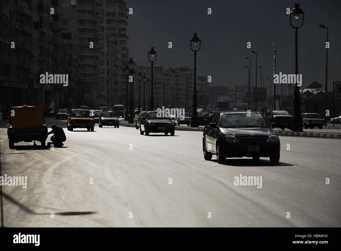 traffic in Alexandria Egypt Stock Photo